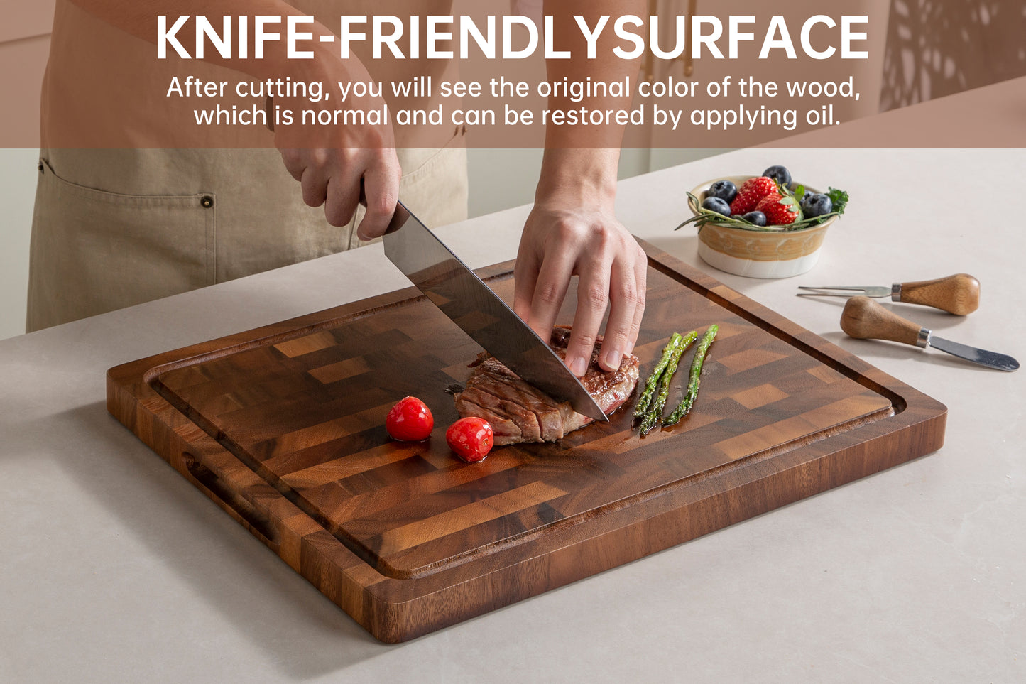 THETCHRY Walnut Wood Cutting Boards for Kitchen, Large Chopping Board Double Sided, End Grain Cutting Board with Handle, Charcuterie Butcher Block for Meal Prep & Serving with Gift Box, 17"×13"×1"