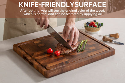 THETCHRY Walnut Wood Cutting Boards for Kitchen, Large Chopping Board Double Sided, End Grain Cutting Board with Handle, Charcuterie Butcher Block for Meal Prep & Serving with Gift Box, 17"×13"×1"