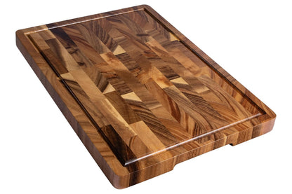 THETCHRY Walnut Wood Cutting Board for Kitchen, End Grain Chopping Board with Juice Groove, Heavy Duty Checkered Board for Cheese and Vegetables, Non-slip Feet 16.5" x 11.6" x 0.8"