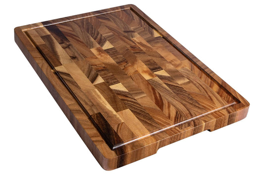 THETCHRY Walnut Wood Cutting Board for Kitchen, End Grain Chopping Board with Juice Groove, Heavy Duty Checkered Board for Cheese and Vegetables, Non-slip Feet 16.5" x 11.6" x 0.8"