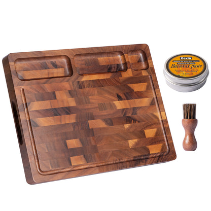 THETCHRY Walnut Wood Cutting Boards for Kitchen, Large Chopping Board Double Sided, End Grain Cutting Board with Handle, Charcuterie Butcher Block for Meal Prep & Serving with Gift Box, 17"×13"×1"
