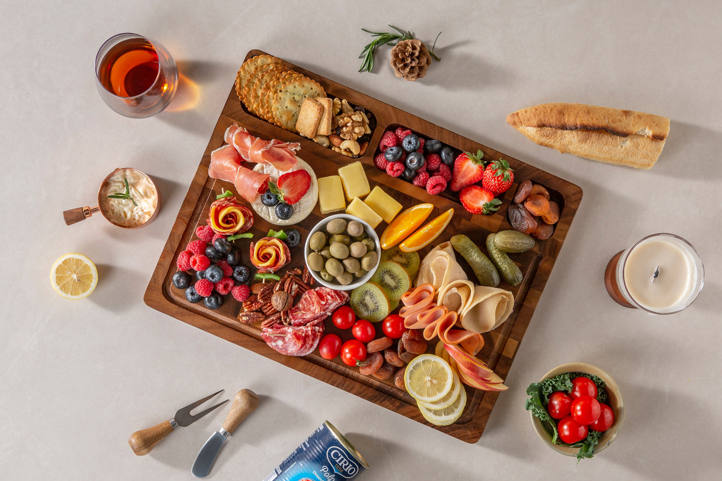THETCHRY Walnut Wood Cutting Boards for Kitchen, Large Chopping Board Double Sided, End Grain Cutting Board with Handle, Charcuterie Butcher Block for Meal Prep & Serving with Gift Box, 17"×13"×1"