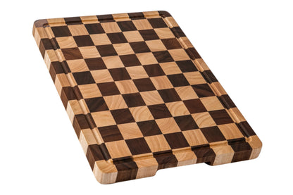 Cutting Boards for Kitchen, Extra Large Chopping Board for Stovetop, Checkered Acacia Wood Cutting Board with Juice Grooves, Butcher Block with Gift Box, 20" x 15" x 1"