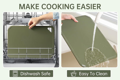 Plastic Cutting Board Set, Cutting Boards for Kitchen BPA Free, Large-Small Chopping Boards Set of 3 Non-Slip for Cooking Camping Dishwasher Safe, Reversible, with Grip Handle, 15"×10"×0.6"