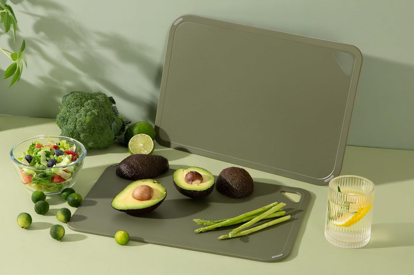 Plastic Cutting Board Set, Cutting Boards for Kitchen BPA Free, Large-Small Chopping Boards Set of 3 Non-Slip for Cooking Camping Dishwasher Safe, Reversible, with Grip Handle, 15"×10"×0.6"