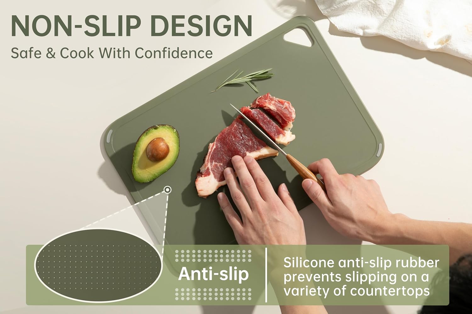 Plastic Cutting Board Set, Cutting Boards for Kitchen BPA Free, Large-Small Chopping Boards Set of 3 Non-Slip for Cooking Camping Dishwasher Safe, Reversible, with Grip Handle, 15"×10"×0.6"