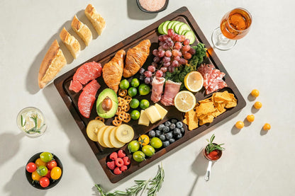 Walnut Cutting Boards For Kitchen, Wooden End Grain Cutting Board with Handle, Dark Walnut Chopping Board Double Sided Charcuterie Boards For Meat, Vegetables, Fruits, Cheese, 17”X13” X1”