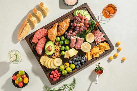 Walnut Cutting Boards For Kitchen, Wooden End Grain Cutting Board with Handle, Dark Walnut Chopping Board Double Sided Charcuterie Boards For Meat, Vegetables, Fruits, Cheese, 17”X13” X1”