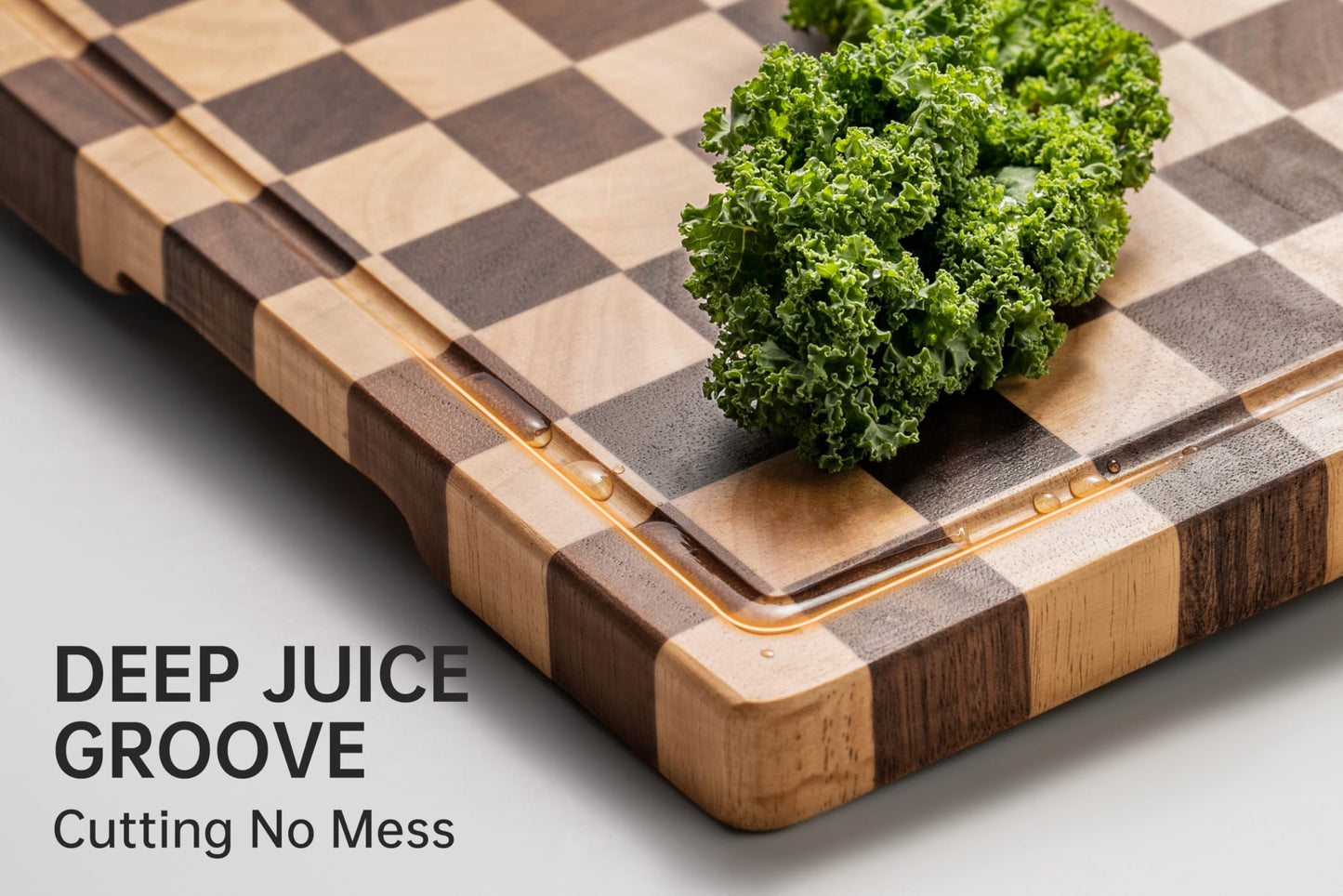 Cutting Boards for Kitchen, Extra Large Chopping Board for Stovetop, Checkered Acacia Wood Cutting Board with Juice Grooves, Butcher Block with Gift Box, 20" x 15" x 1"
